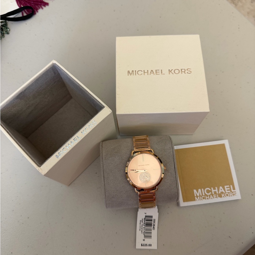 New MICHAEL KORS MK3640 Portia Rose Gold Dial Stainless Steel Women's Watch